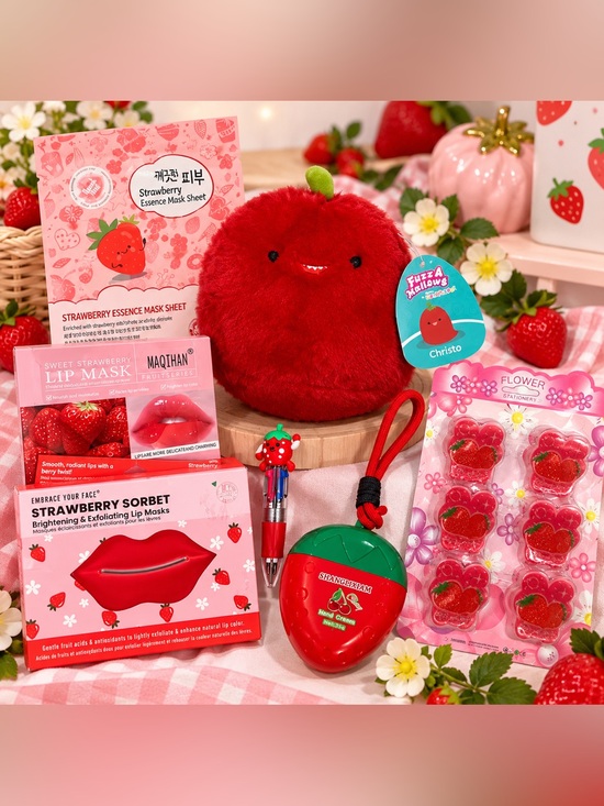 Other - NWOT Strawberry Red Aesthetic Gift Bundle | Squishmallows Fuzzamallows Christo